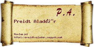 Preidt Aladár névjegykártya